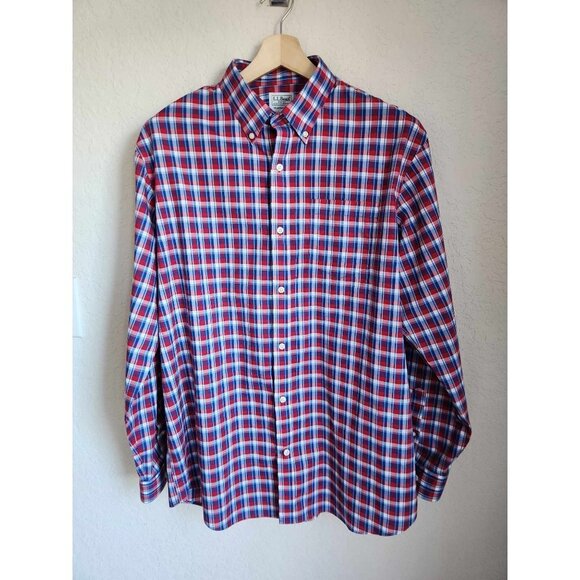 L.L. Bean Men's Cotton Red Traditional Fit Long Sleeve Button Down Size Large Re - Picture 1 of 8